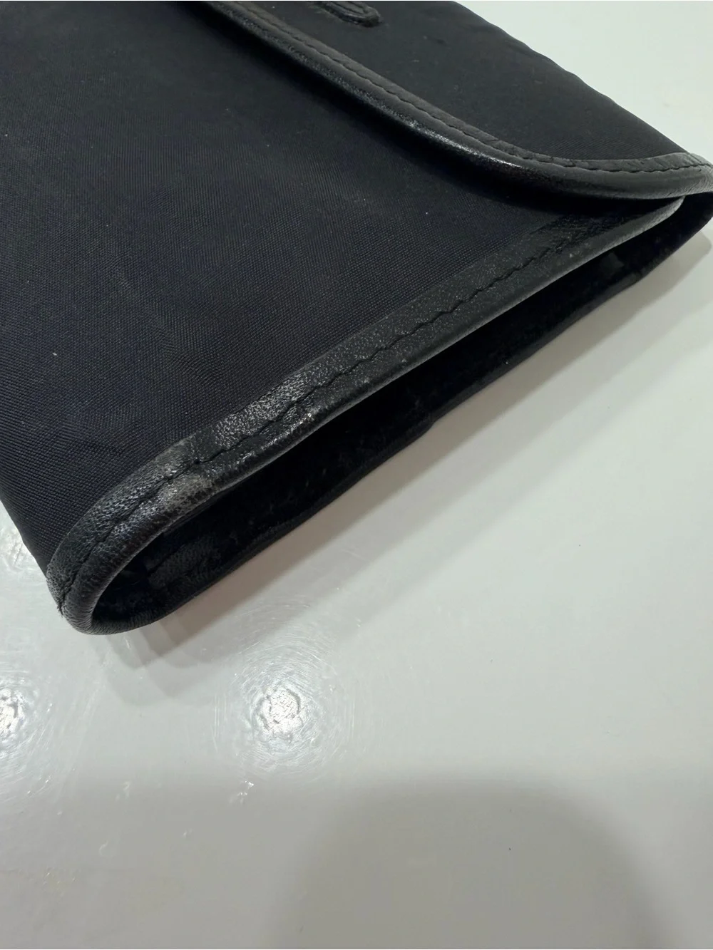 Vintage 1990s Moschino Redwall Italy Black Nylon Leather Continental Wallet